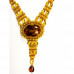 Удлиненное колье из натурального янтаря и бисера