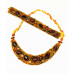Колье из янтаря, стекла, бисера и натуральной кожи