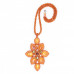 Кулон в виде цветка из балтийского янтаря, бисера и фианита