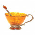 Чашка чайная ажурная из янтаря с ложкой