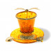 Кофейная чашка "Стрекоза" из янтаря с ложечкой