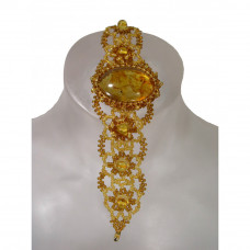 Ажурный браслет из бисера и балтийского янтаря Ажурный браслет из бисера и балтийского янтаря