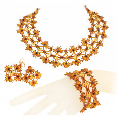 Ажурный комплект из янтаря: колье, браслет, серьги Ажурный комплект из янтаря: колье, браслет, серьги