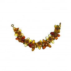 Браслет из балтийского янтаря, бисера и цветного стекла