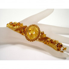 Браслет из бисера и натурального янтаря