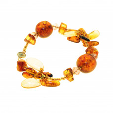 Браслет из бисера и натурального янтаря