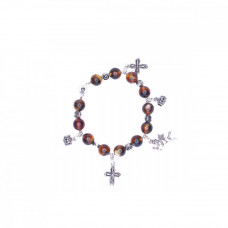 Браслет из бисера, янтаря с подвесками