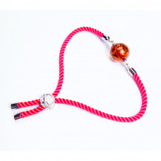 Браслет из шёлкового розового шнура со вставкой из янтаря Браслет из шёлкового розового шнура со вставкой из янтаря