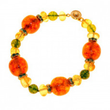Браслет из янтаря, бисера и кварца