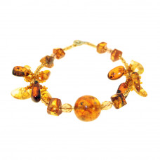Браслет из янтаря, бисера и стекла