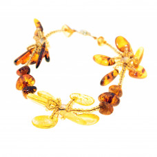 Браслет из янтаря, бисера и стекла