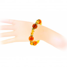 Браслет из янтаря, стекла и бисера