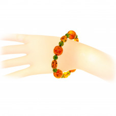 Браслет из янтаря, стекла и бисера
