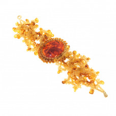 Браслет плетеный из бисера и балтийского янтаря