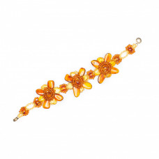 Браслет с цветами из балтийского янтаря