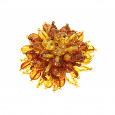 Брошь из балтийского янтаря, бисера и ювелирного сплава