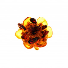 Брошь из натурального балтийского янтаря двух цветов