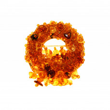 Брошь из натурального янтаря с бисером