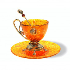 Чашка чайная "Цезарь" из янтаря с ложечкой