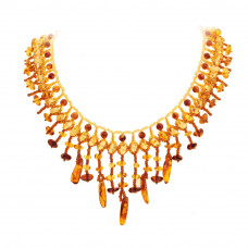 Эффектное колье из янтаря коньячного и медового цветов