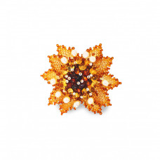 Изящная брошь из балтийского янтаря, речного культивированного жемчуга и бисера