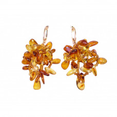 Изящные серьги из натурального янтаря и бисера