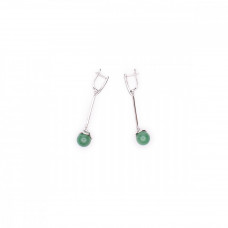 Изящные удлиненные серьги с натуральным нефритом