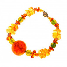 Изящный браслет из янтаря, бисера и стекла