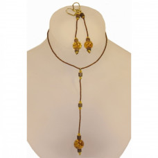 Изящный комплект из балтийского янтаря и бисера: удлиненный кулон и серьги
