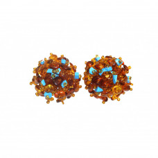 Клипсы из балтийского янтаря, бисера и бирюзы