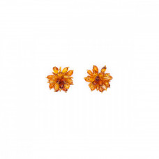 Клипсы из балтийского янтаря и бисера в форме цветов Клипсы из балтийского янтаря и бисера в форме цветов