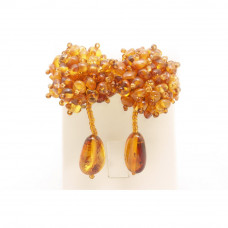 Клипсы из балтийского янтаря и бисера