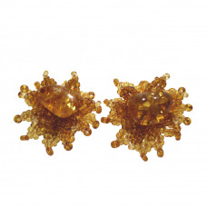 Клипсы плетеные из янтаря и бисера