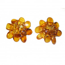 Клипсы в форме цветов из натурального янтаря