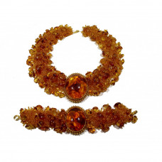 Колье, браслет из балтийского янтаря и бисера