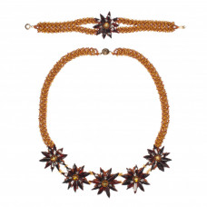 Колье, браслет из балтийского янтаря и бисера