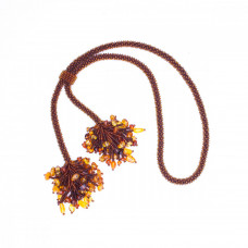 Колье-галстук из темного натурального янтаря