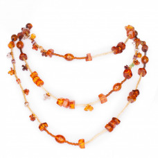 Колье из балтийского янтаря, бисера и стекла