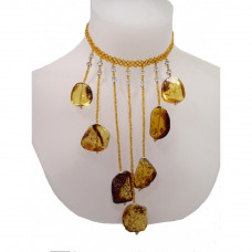 Колье из балтийского янтаря и бисера