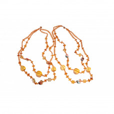 Колье из балтийского янтаря и бисера