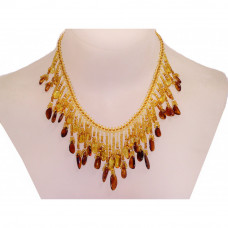 Колье из бисера и натурального янтаря