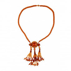 Колье из натурального природного янтаря и бисера