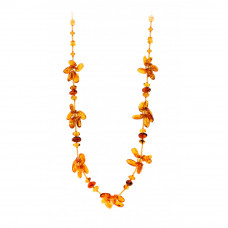 Колье из натурального янтаря, бисера и стекла