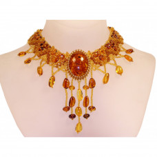 Колье из природного янтаря с бисером Колье из природного янтаря с бисером