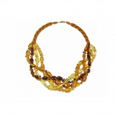 Колье из природного янтаря с бисером