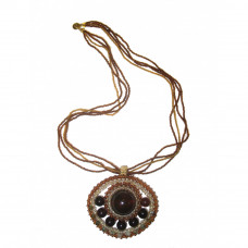 Колье из тёмного натурального янтаря и бисера