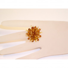 Кольцо из натурального балтийского янтаря с бисером