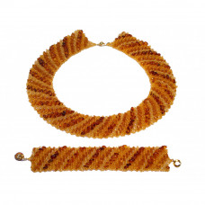 Комплект из балтийского янтаря и бисера: колье, браслет