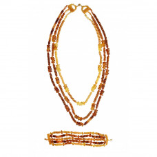 Комплект из балтийского янтаря и бисера: колье, браслет