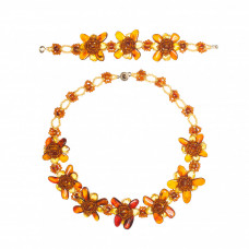 Комплект из балтийского янтаря и бисера: колье, браслет Комплект из балтийского янтаря и бисера: колье, браслет